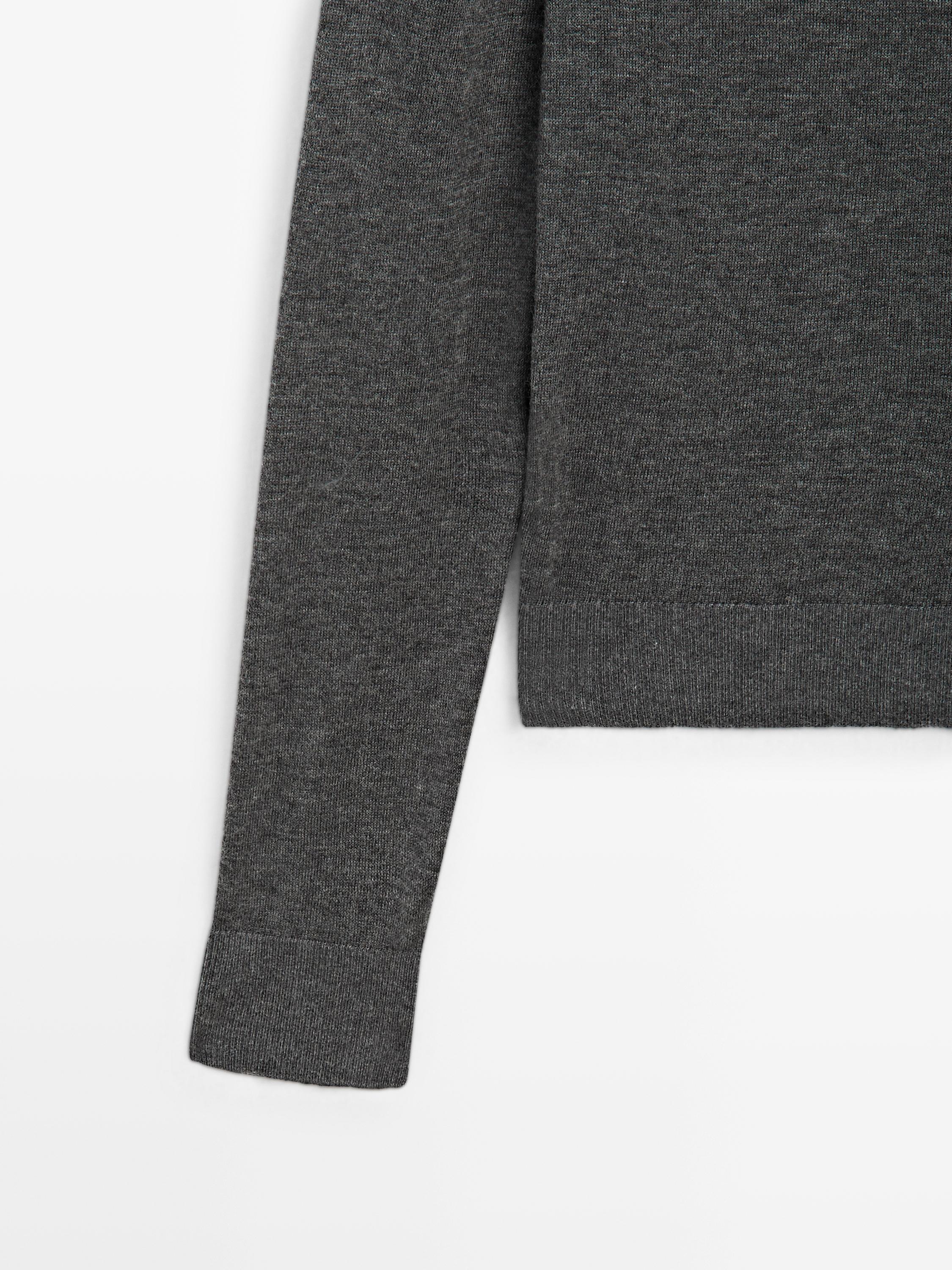 Wool blend high neck knit sweater